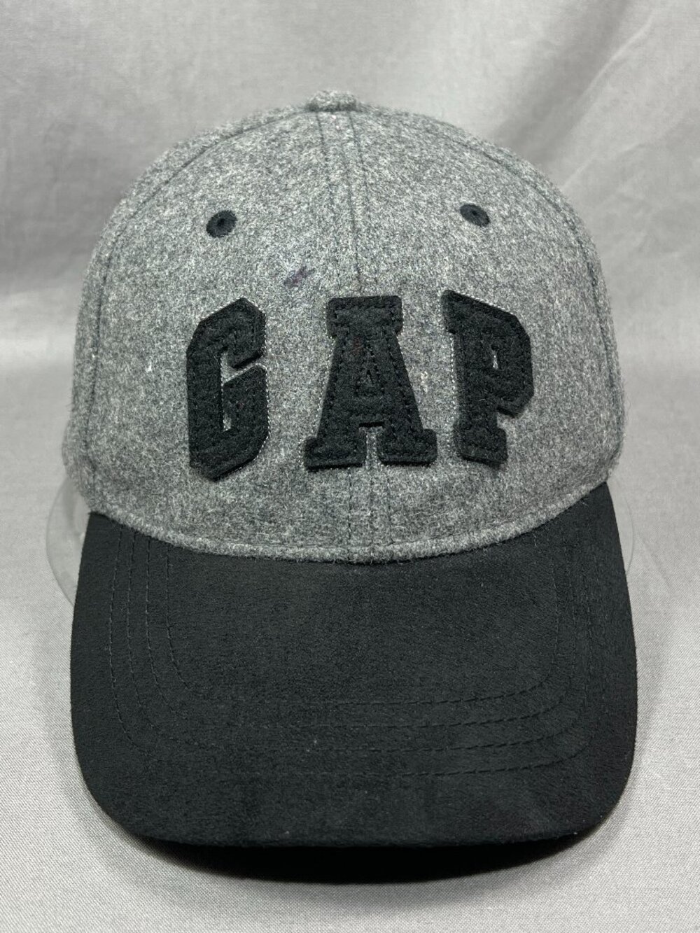 Gap Arch Logo Strapback Hat Cap Gray Wool Blend Baseball Adjustable 2 Tone Mens
